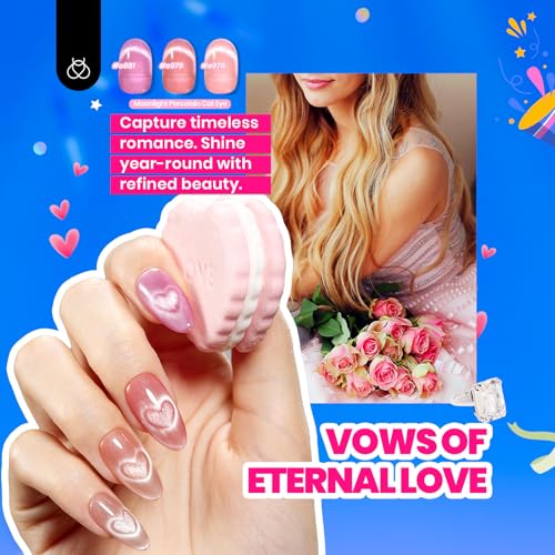 Beetles Cat Eye Gel Nail Polish Set-36 Colors Red Purple Brown Green Burgundy Magnetic Gel Nail Polish with Base Gel Glossy Matte Top Coat Magnet,Soak off UV Nail Gel DIY Nail Art Gift for Women