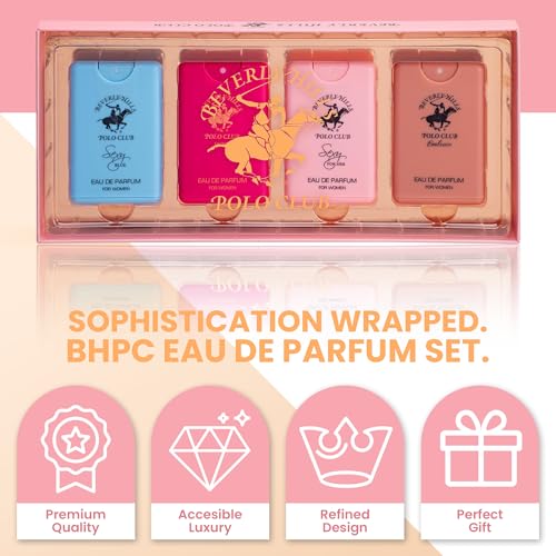 Beverly Hills Polo Club Pocket Size Collection, 4 Piece Eau De Parfum Gift Set for Women