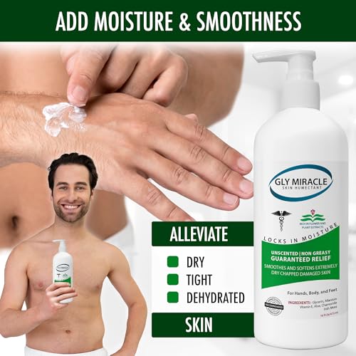 GLY MIRACLE Moisturizing Body Cream Lotion, 16 ounce - Non-Greasy Skin Humectant for Extremely Dry Skin, Hands, Body, and Feet, Fragrance-Free with Pure Glycerin for Nourishing Hydration.