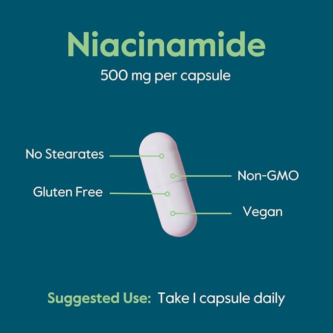 BESTVITE Niacinamide 500mg (240 Vegetarian Capsules) - No Stearates - Vegan - Gluten Free - Non GMO