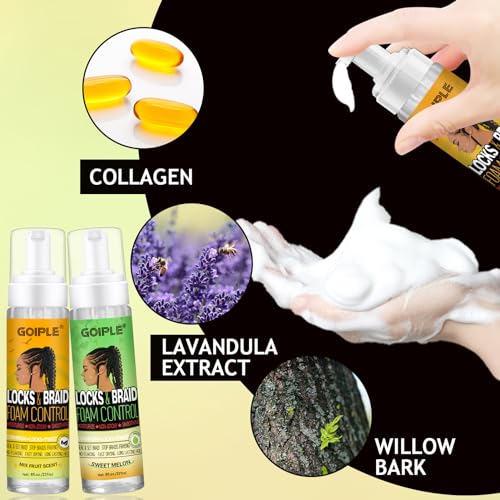 Goiple Hair Mousse for Braids, Twist, Locs - Braid Foam Control Mousse, No Flake, High Shine Style and Moisturizes, Lightweight Easy to Apply 16 fl oz (2pcs)