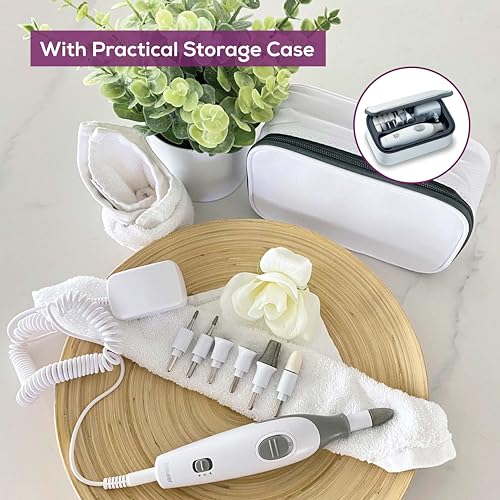 Beurer MP32 Electric Nail Drill with 7 Attachments, Manicure/Pedicure Set with 2-Speed Levels & Dual Rotation for Salon-Quality Nail Care at Home, Including Storage Case