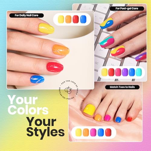 Beetles Neon Nail Polish Set - Quick Dry Nail Polish Kit 12 Colors Hot Pink Green Blue Yellow Red Regular Air Dry Fingernail Polish Pack for Women Gift Beetles Summer Cocktails 12 Colors