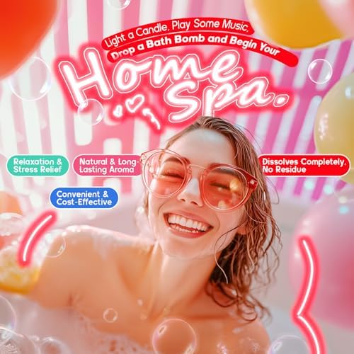 64-Pack Natural Bath Bombs Bulk Set – 8 Scents, Organic Ingredients, Long-Lasting Bubbles, Relaxing Gifts for Women & Men, Self-Care, Birthday, Christmas & Stocking Stuffers