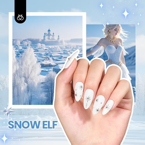 Beetles White Gel Nail Polish Kit with U V Light, 5 Pcs Gel Polish Starter Kit with Base & Top Coat and Nail File for Beginners Soak Off White DIY Art Set Manicure Gifts for Women Girls Teens