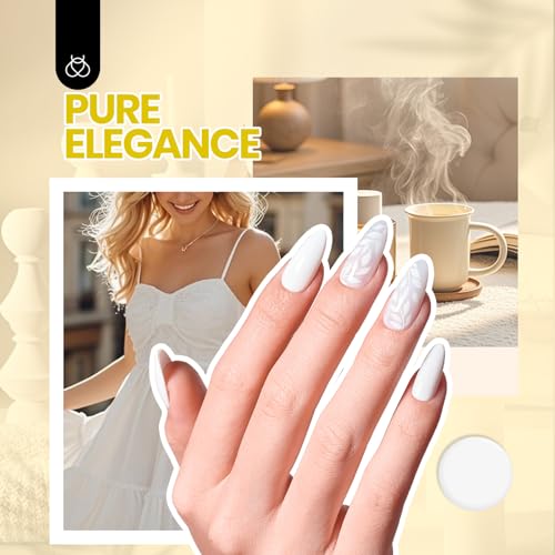 Beetles White Gel Nail Polish Kit with U V Light, 5 Pcs Gel Polish Starter Kit with Base & Top Coat and Nail File for Beginners Soak Off White DIY Art Set Manicure Gifts for Women Girls Teens