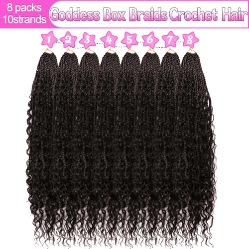 Goddess Boho Box Braids Crochet Hair-8 Packs 24 Inch Crochet Box Braids for Black Women Pre Looped (1B#, 24 Inch(Pack of 8))