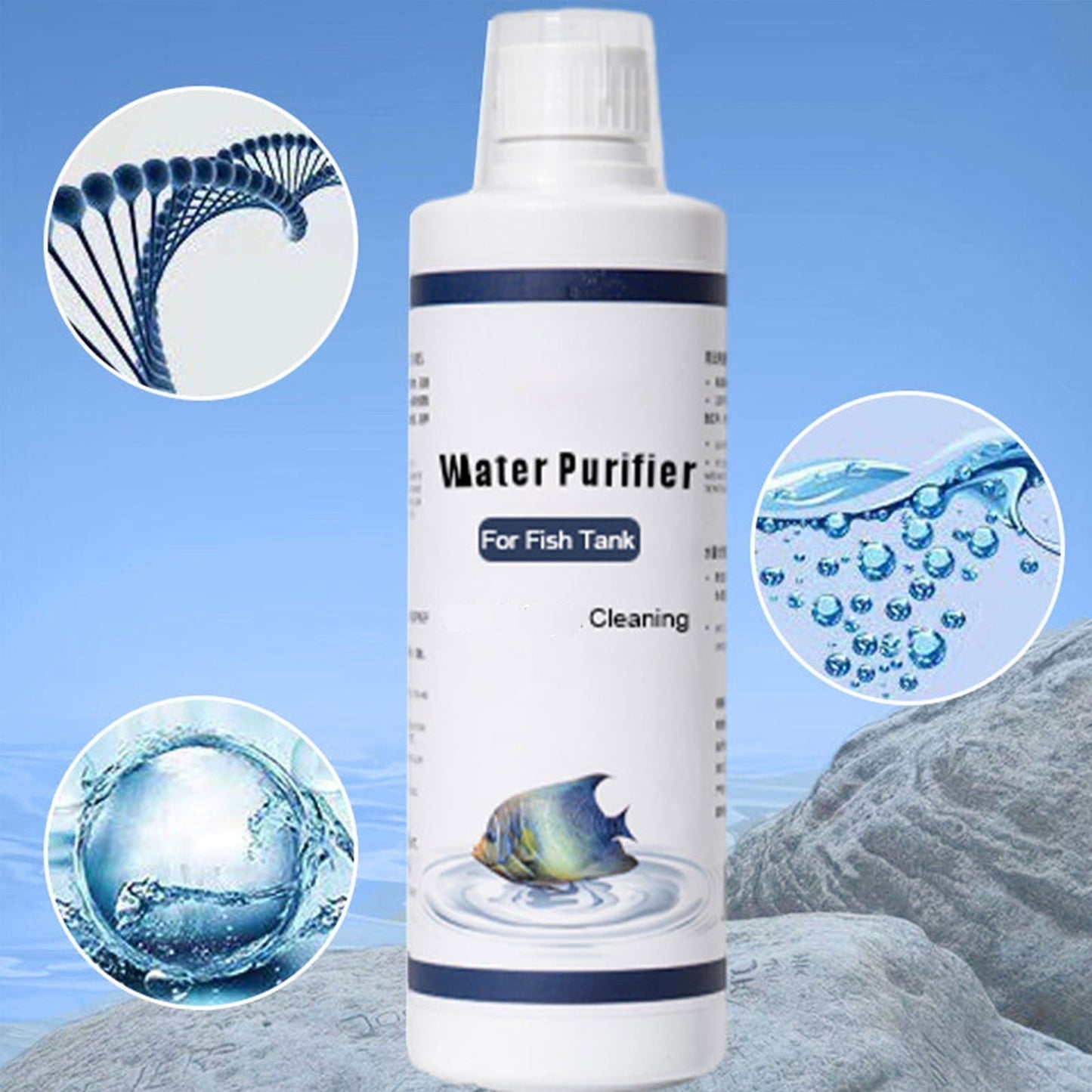 Hxlazmoo Natural Formula Fish Tank Water Purifier 150ml – Safe for Fish & Plants, Long-Lasting Water Clarifier with Measuring Cap, Balances pH & Reduces Weekly Maintenance
