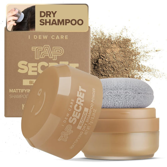I DEW CARE Biotin Clarifying Dry Shampoo - Tap Secret Blonde | Strengthening & Volumizing, Powder Type, Refillable, Travel size, Non-aerosol, Brunette, Korean Ginseng, Mother's Day, 0.24 Oz