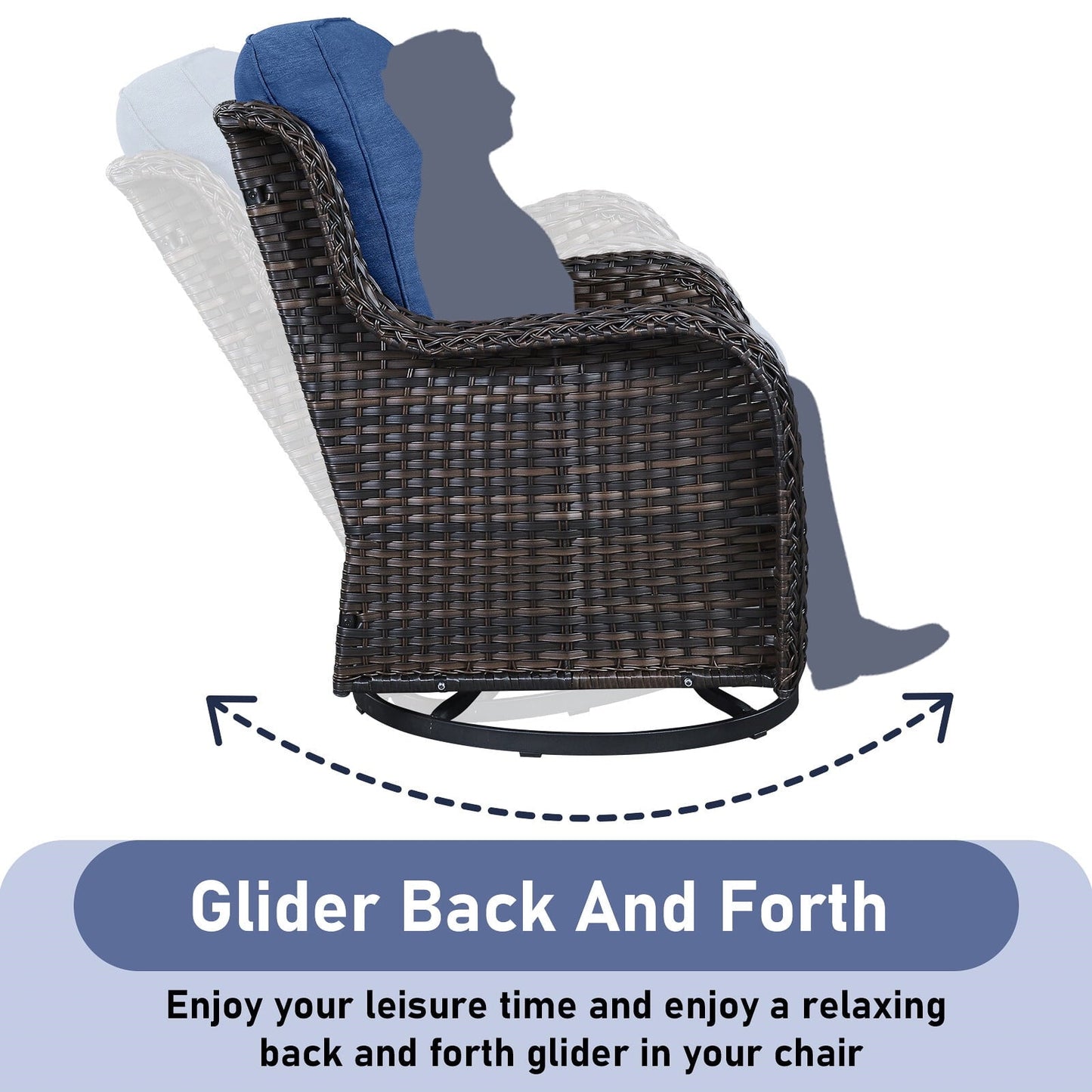 Bellefurn Outdoor Swivel Rocker Chairs Set of 2,Patio Wicker Swivel Glider Chairs Patio Rocking Chairs with Side Table Patio Furniture Set for Porch Deck Backyard Garden