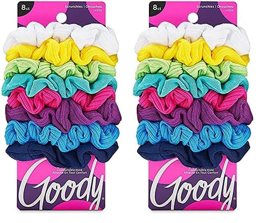 Goody Ouchless Womens Hair Scrunchie - 8 Count, Assorted Rainbow - Suitable for All Hair Types - Pain-Free Hair Accessories for Women Perfect for Long Lasting Braids, Ponytails and More (Pack of 2)