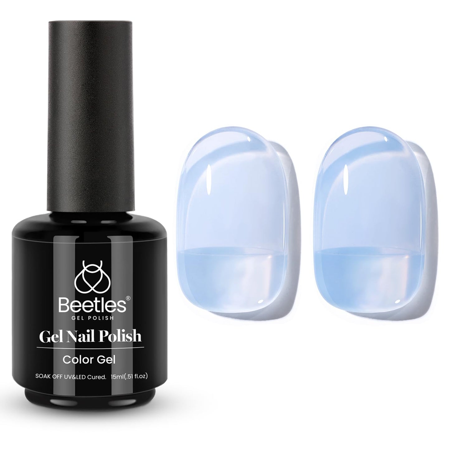 Beetles Blue Jelly Gel Nail Polish, 1Pcs 15ml Blueberry Milk Nails Sheer Neutral Translucent Hazy Blue Gel Polish Soak Off Summer Nail Art Manicure Salon Home DIY Nail Uv Lamp 0.51 fl.Oz