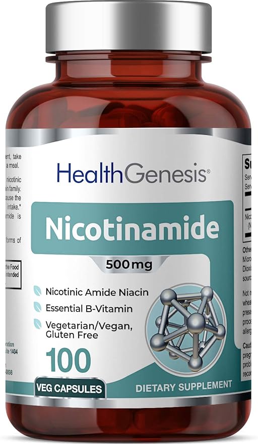 B-3 Nicotinamide 500 mg 100 Vcaps - Nicotinic Amide Niacin Natural Flush-Free Vitamin Formula - Supports Skin Cell Health