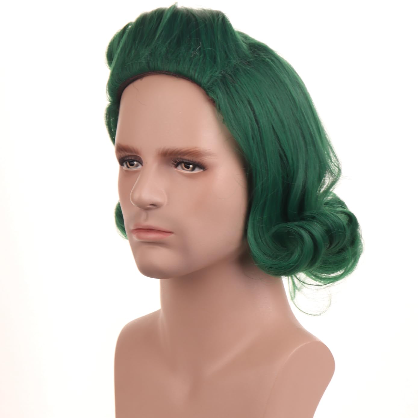BERON Mens Green Short Wigs for Boys Cool Halloween Costume Cosplay Party Hair Wigs
