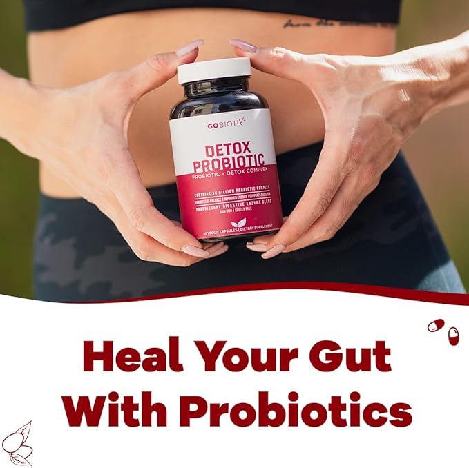 GOBIOTIX Detox Probiotic Supplement for Digestive Health - Milk Thistle, Turmeric, and Dandelion Root, Enzymes for Gut Health - 50 Billion CFU - 60 Capsules