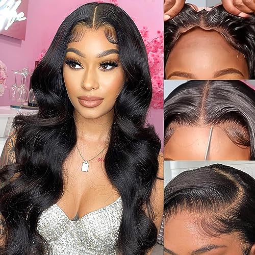 Glueless Wigs Human Hair Pre Plucked Pre Cut 5x5 HD Lace Closure Wigs Human Hair 180% Density Wear and Go Body Wave Lace Front Wigs Human Hair for Women 28 Inch