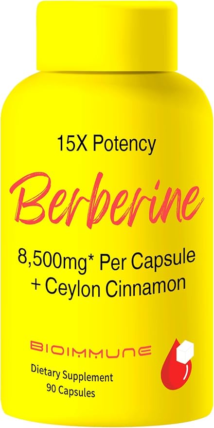 Berberine Supplement 15X Potency, Ceylon Cinnamon for Enhanced Absorption & Synergistic Effects. 8,500mg Per Capsule