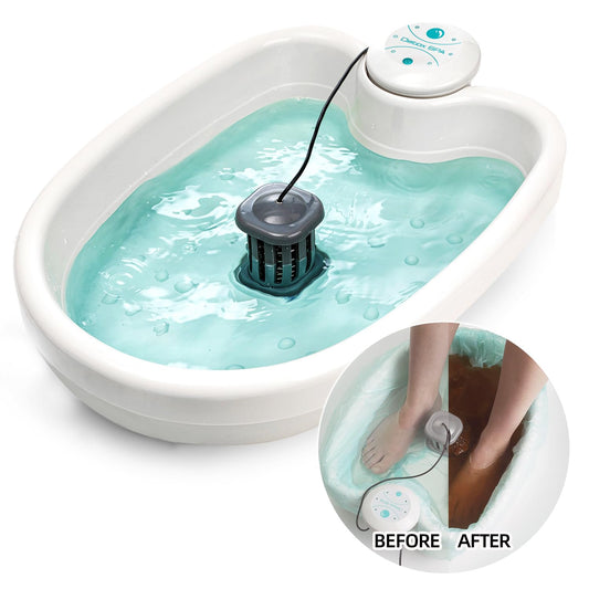 BioEnergizer Foot Spa Pro | Foot Bath Basin Machine for Cramped Muscles, Aching Feet, Stimulates Blood Flow, & Hydrates Skin | Comes w/Sea Salt & 30 Basin Liners (Foot Spa Pro)