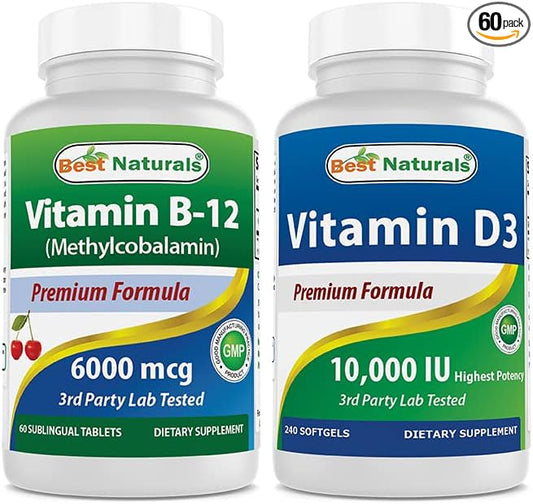 Best Naturals Vitamin B-12 6000 mcg & Vitamin D3 10000 IU