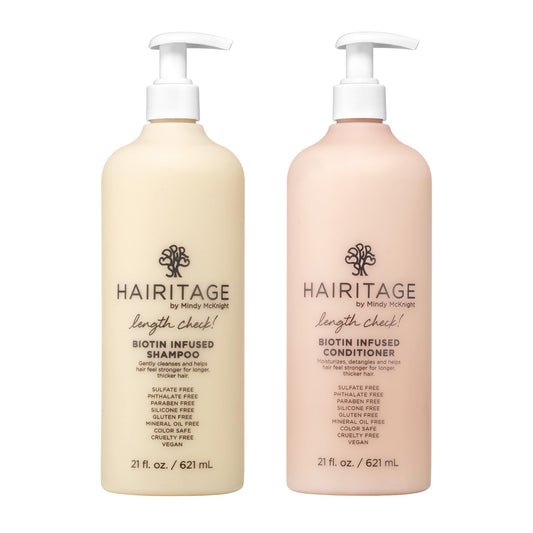 Hairitage Length Check Biotin + Jamaican Black Castor Oil Shampoo and Conditioner Set for Hair Growth, Thickening & Volume - Hydrating Repair Shampoo and Conditioner Set for Thinning Hair - 21oz