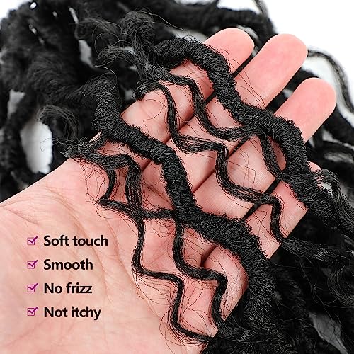 Goddess Locs Crochet Hair 12 Inch Faux Locs Crochet Hair 6 Packs Pre Looped Crochet Hair for Black Women, Boho Crochet Locs with Curly Ends 1B