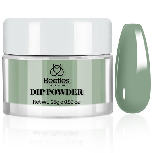 Beetles Green Dip Powder, 25g Emerald Olive Sage Green Dipping Powder Nail Art Starter Manicure DIY Home Salon Long Lasting Eucalyptus Pastel Green Dip Nail Art Design No Nail Lamp Needed