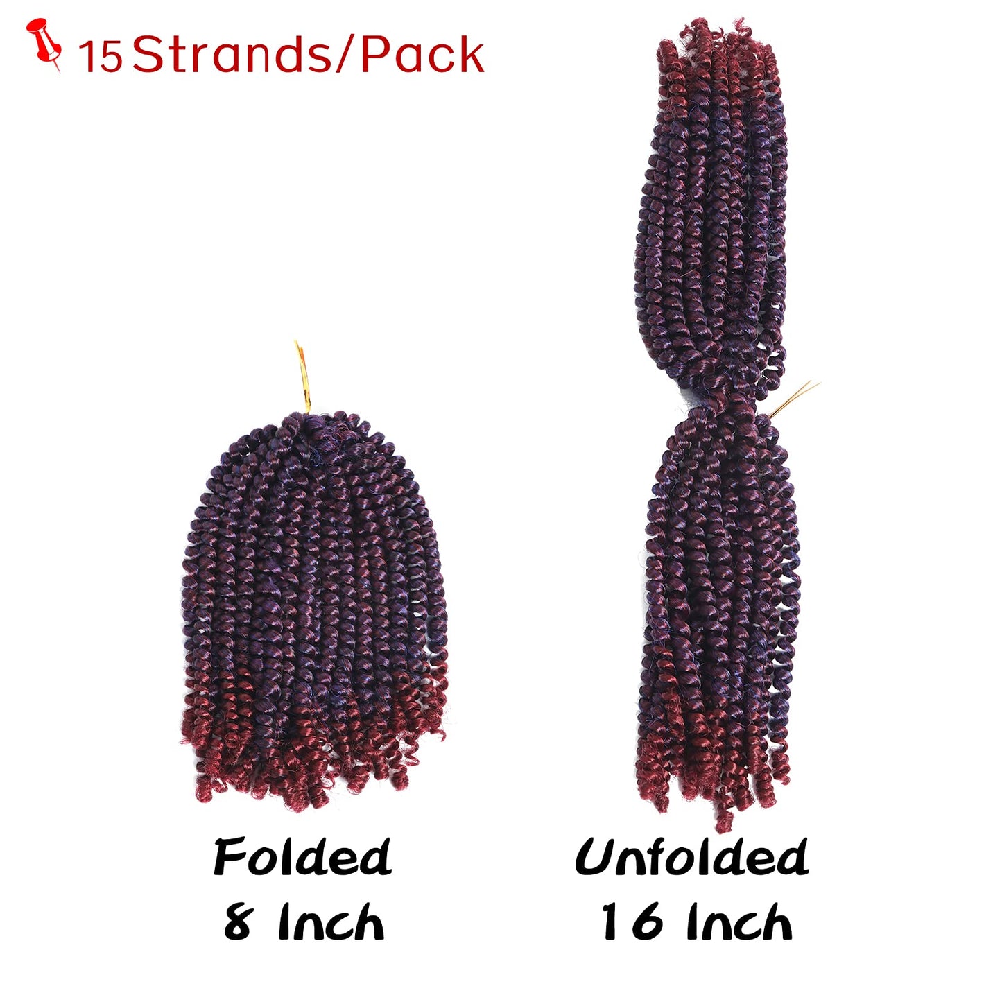 Bileaf 5 Packs Spring Twist Hair 8 Inch Fluffy Spring Twist Crochet Braiding Bomb Twist Ombre Colors Hair Extensions for Butterfly Locs(Blue&Wine)