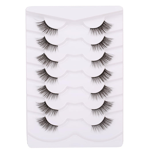 Gmagictobo False Eyelashes Natural Wispy Half Lashes Cat Eye Corner Lashes Pack 3D Fake Eyelashes Faux Mink Lashes Strips 7 Pairs Multipack