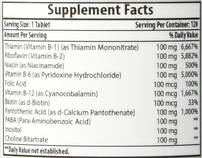 Best Naturals B-100 Complex for adults, 120 Tablets
