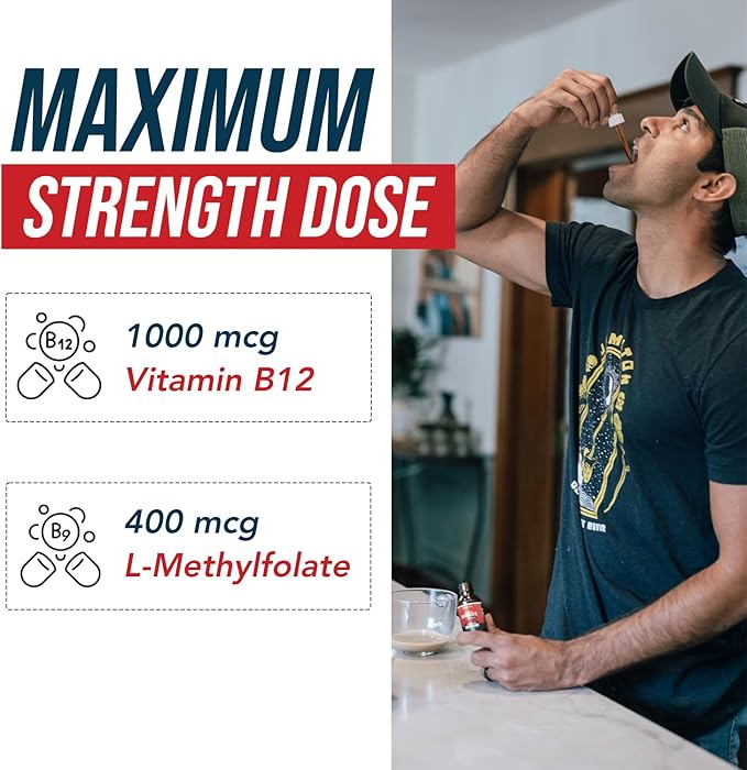 BioActive Vitamin B12 1000 mcg | Contains 3 BioActive B12 Forms Plus Methylfolate Cofactor - Methyl B12, Adenosyl B12 & Hydroxy B12 | Sublingual Form, Cherry Flavor, Organic, Vegan (180 Servings)