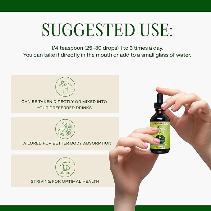 Go Nutrients Liver Edge – Milk Thistle Supplement for Liver Cleanse, Detox & Repair with Artichoke Extract for Health & Fatty Liver Support, Organic Liquid Drops & Tincture - 2 oz, 48 Servings