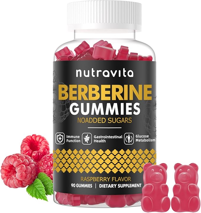 Berberine Gummies with Ceylon Cinnamon 1500mg High Potency Berberine HCL Supplement for Immune and Metabolism Support, Sugar Free Organic Berberine Gummies Raspberry Flavor