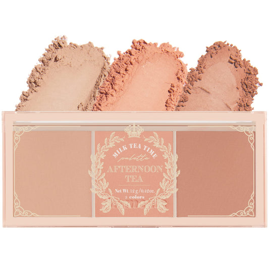 I'm Meme Palette - Afternoon Tea Blusher | Milk Tea Time, Blush for Cheek, Natural & Neutral, Buildable & Blendable, 3 Shades Palette, Matte Powder Blush for Face & Cheeks, Valentine Day Gift, 0.42 oz