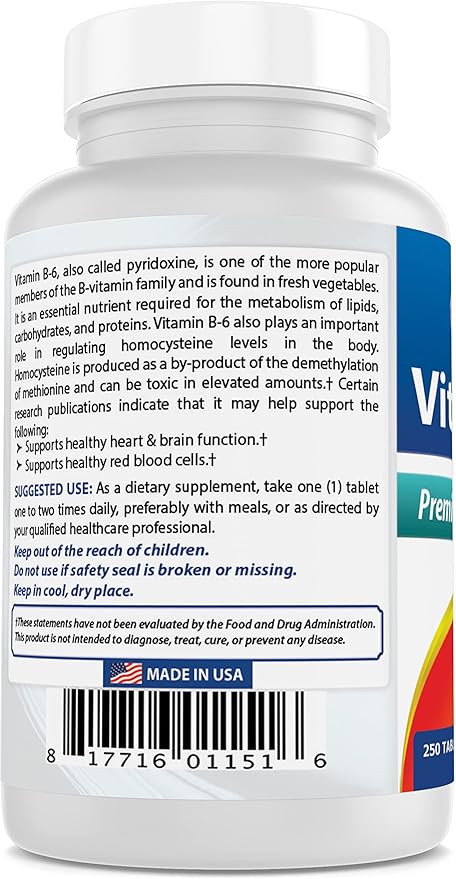 Best Naturals Vitamin B6 50 mg 250 Tablets (250 Count (Pack of 2))