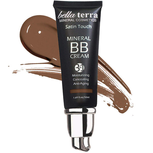 Bellaterra Cosmetics BB Cream - Tinted Moisturizer & Mineral Foundation, Hypoallergenic, Buildable Coverage, Oil-Free, Non-Comedogenic, Vegan, 1.69oz, Dark 108