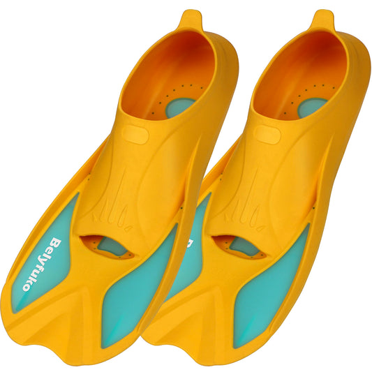 Belyfuko Short Swim Fins, Scuba Flippers for Kids Lap Swimming Diving Snorkeling Travel Size with Mesh Bag