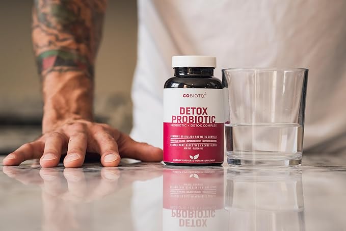GOBIOTIX Detox Probiotic Supplement for Digestive Health - Milk Thistle, Turmeric, and Dandelion Root, Enzymes for Gut Health - 50 Billion CFU - 60 Capsules