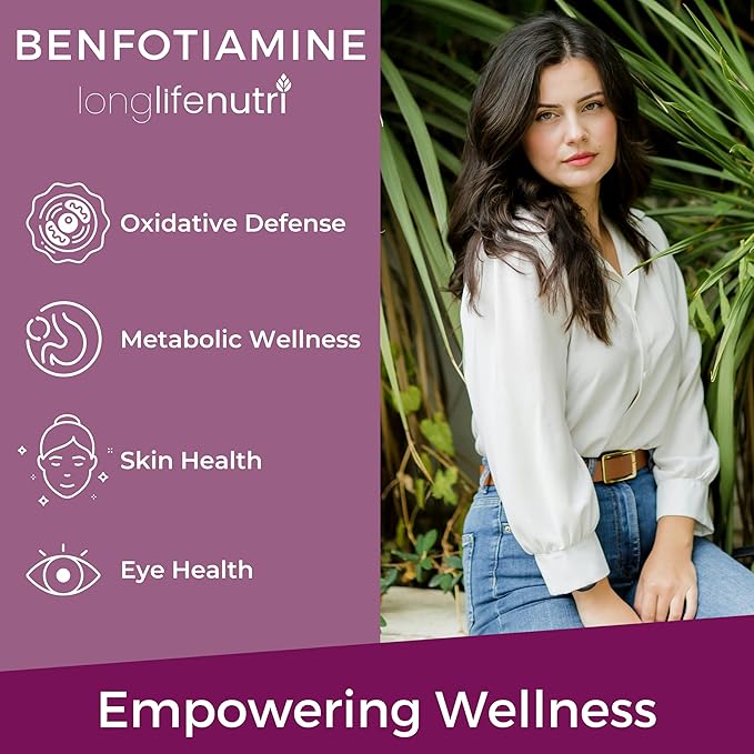 Benfotiamine 300mg – 180 Vegetarian Capsules, 6-Month Supply, Fat-Soluble B1 Thiamine Supplement for Energy and Wellness, Lab Tested, Made in USA