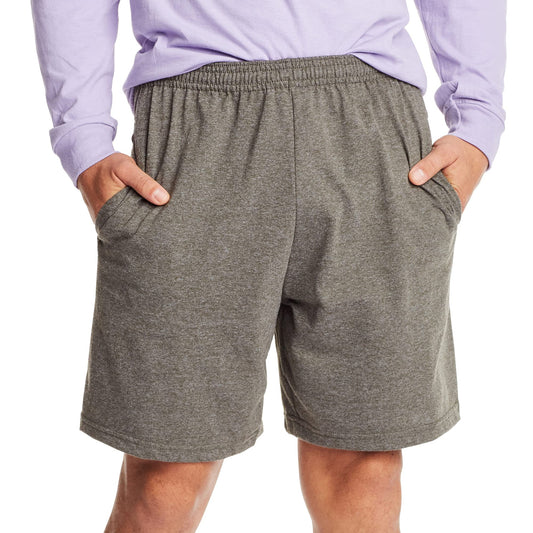 Hanes Mens Jersey Cotton With Pocket Workout-and-training-shorts, Camo Green Heather, Small US