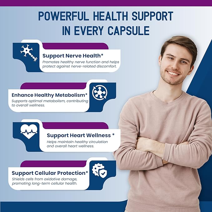 Benfotiamine (Fat-Soluble Vitamin B1) with Alpha-Lipoic Acid & Berberine – Advanced Formula – Supports Healthy Metabolism – 180 Capsules (Pack of 1) – Made in The USA