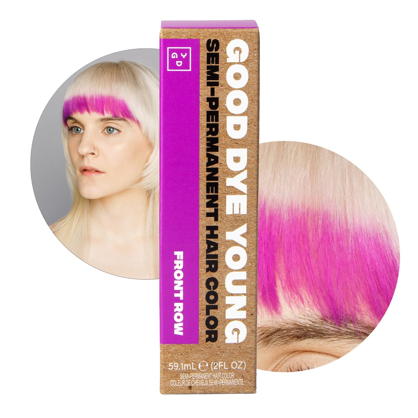 Good Dye Young Semi-Permanent Hair Color (Front Row Purple) - UV Protective Temporary Tint, Lasts 15-24+ Washes - Conditioning, PPD-Free & Vegan Hair Coloring