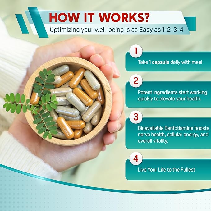 Benfotiamine with Magnesium & Coenzyme Q10 - Supports Nerve Health, Cellular Wellness & Eye Health - Made in The USA- 150 Capsules