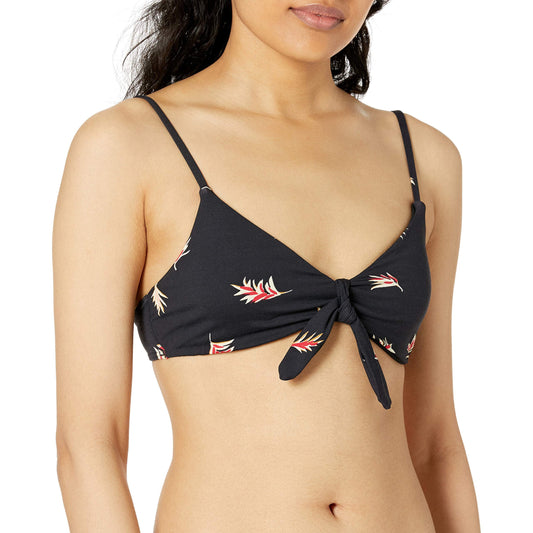 Billabong Women's Standard Falling Light Knotted Trilet Bikini Top, Black Pebble, M
