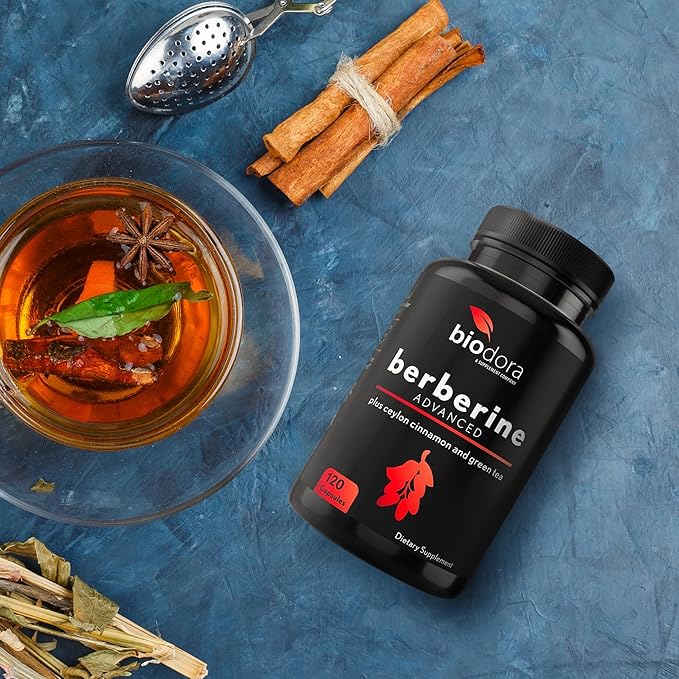 Berberine Advanced Plus with 1200mg Berberine - 100mg Ceylon Cinnamon and 100mg Green Tea Extract - 1400mg Per Dose -120 Capsules - 60 Day Supply - Supports Immune and Cardiovascular
