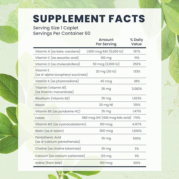 Bio-Tech Pharmacal Essential Multivitamin - Mineral Blend Dietary Supplement - Provides Essential Vitamins and Minerals - Includes Vitamins A, C, D, E, and K