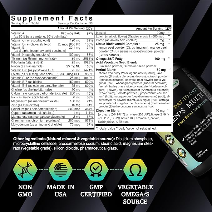 Best Naturals Day-to-Day Women's Multivitamin and Multimineral Formula with Herbal Blend, Citrus Bioflavonoid Blend and Digestive Blend 90 Tablets