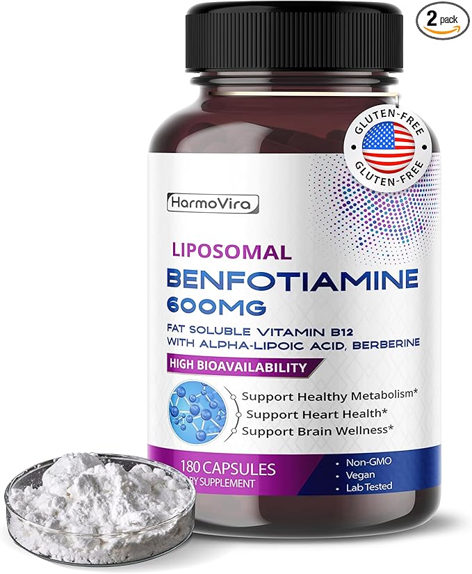 Benfotiamine (Fat-Soluble Vitamin B1) with Alpha-Lipoic Acid & Berberine – Advanced Formula – Supports Healthy Metabolism – 180 Capsules (Pack of 1) – Made in The USA