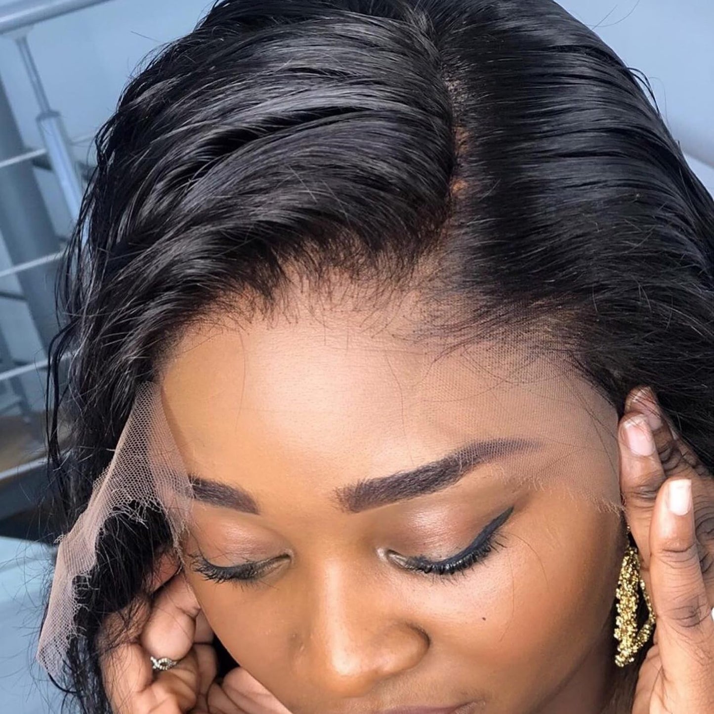 BEEOS HD Lace Frontal Wig 13x4 Full Frontal Body Wave Human Hair Wigs 180% Density Pre Plucked Hairline Bleached All Knots 0.10mm Ultra-thin Invisible HD Lace Wig 28 Inch