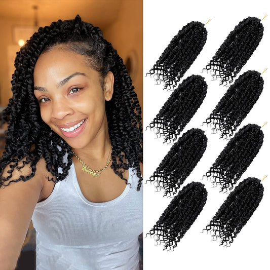 Bileaf Pre-twisted Passion Twist Crochet Hair 10 Inch 8 Packs Crochet Passion Twist, Pre Looped Short Passion Twist Hair Crochet Braids Bohemian Crochet Hair for Women and Kids #1