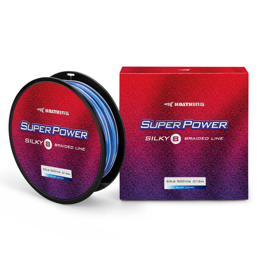 KastKing Superpower Silky8 Braided Fishing Line, Blue Camo, 8 Strand, 8LB, 150Yds